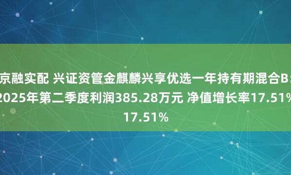 京融实配 兴证资管金麒麟兴享优选一年持有期混合B：2025年第二季度利润385.28万元 净值增长率17.51%
